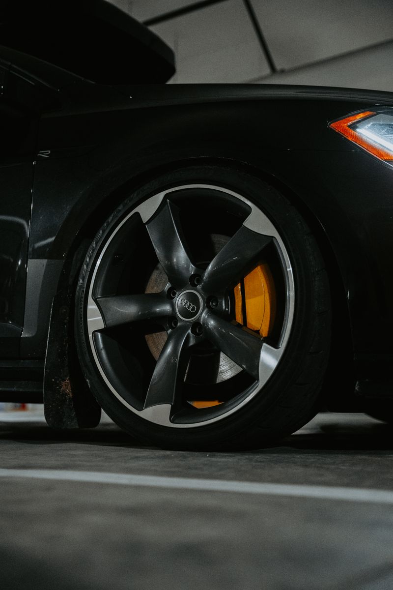 Brake rotor and pads during a brake job