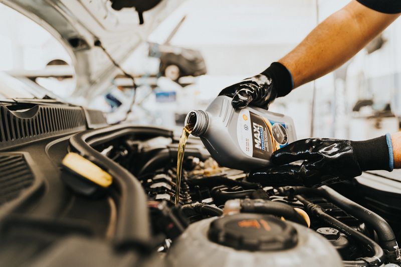 Oil being changed during routine maintenance